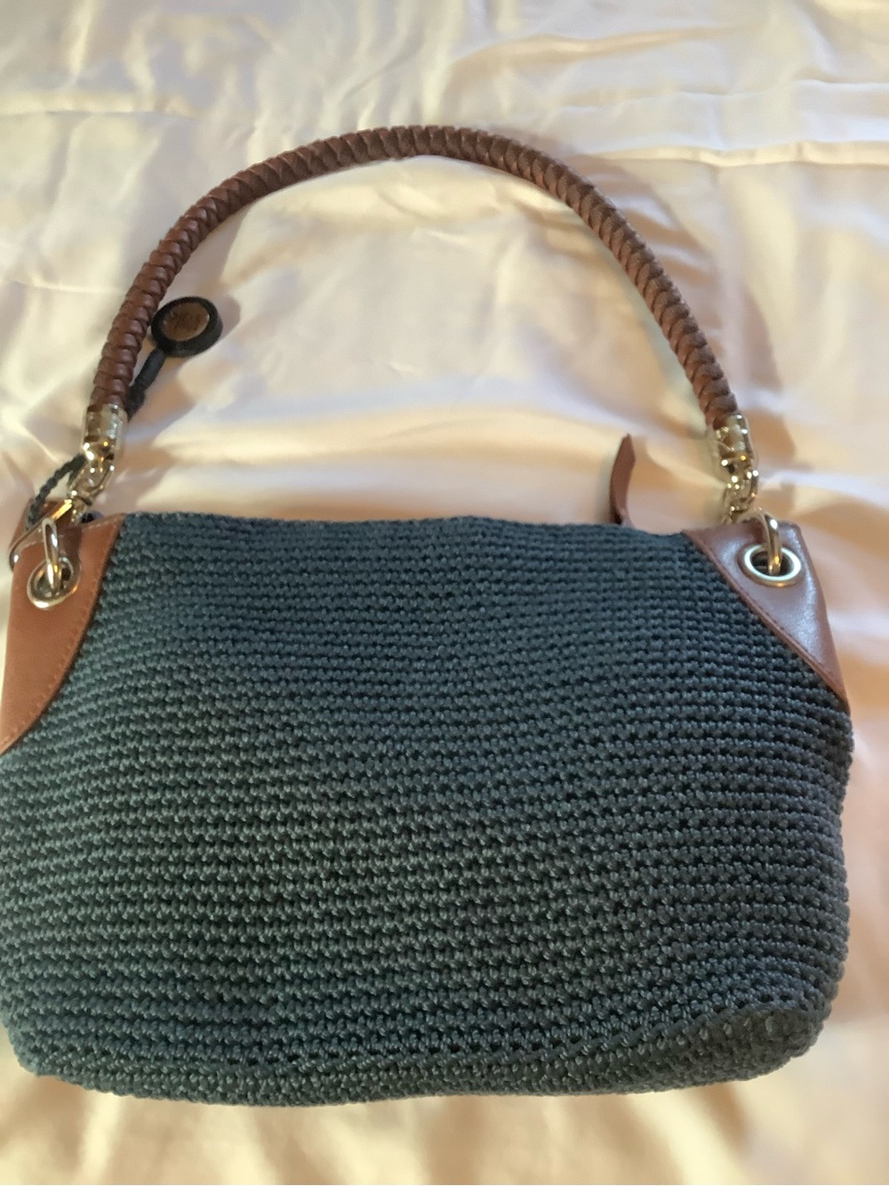 The Sak Navy Woven Shoulder Bag with Brown Trim - Picture 3 of 12